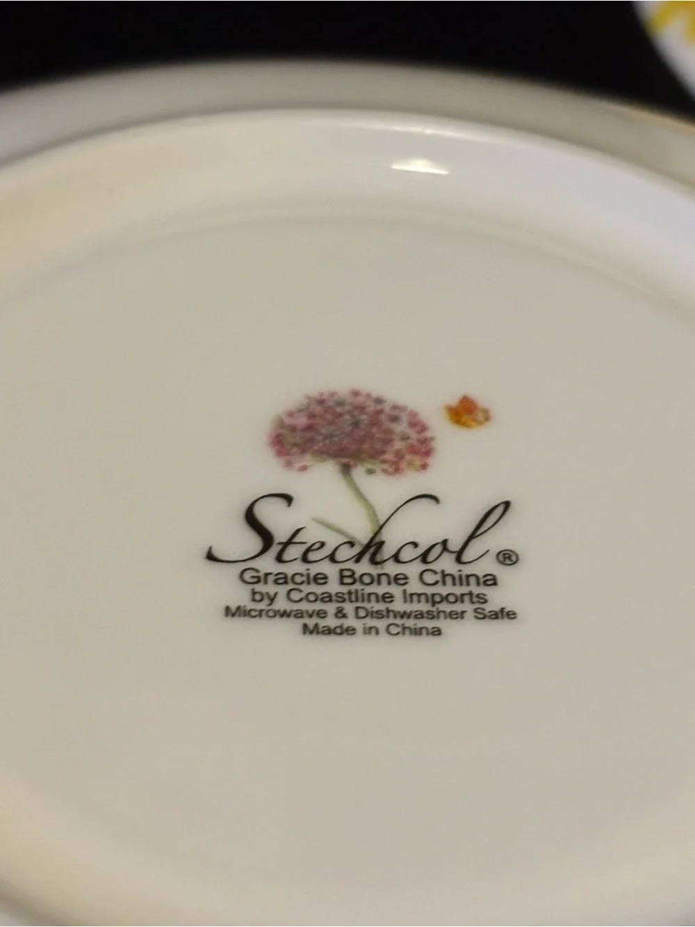 Stechol Bone China Snowball Teacup and Saucer Floral Design